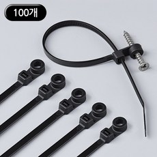 후후툴 벽 고정 선 정리 투인원 새들 케이블타이 200mm, 블랙, 1개