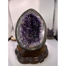 烏拉圭帝王紫水晶洞 蛋型桌上風水擺件, 紫水晶