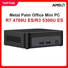 탑톤 팜 게이밍 미니 PC AMD 라이젠 7 4700U ES 3 5300U 2M2 슬롯 2DDR4 휴대용 사무용 데스크탑 윈도우 11, 02 Ryzen 3 5300U ES, 01 China Mainland, 04 32GB DDR4 512GB NVMe