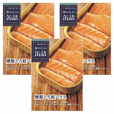 메이지야 맛있는 통조림 훈제 연어 뱃살, 3개, 70g