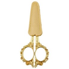 썸스 빈티지 앤틱 수예 가위 재단 고급 쪽가위 날집 세트, 1세트, 옐로우