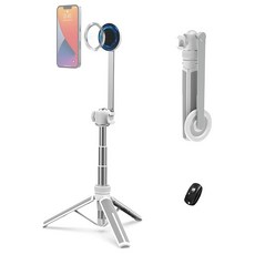 POPIK 35인치 마그네틱 셀카봉 휴대폰 삼각대 콜드 슈와 리모컨이 있는 확장형 /Android/Sport 카메라와 호환되어 비디오 녹화/셀카/Insta360 x5 화이트, SS21-W