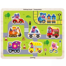 웬카 목재장난감 핑크퐁 꼭지퍼즐 탈것