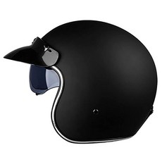 Woljay 레트로 오토바이 헬멧 3/4 오픈 페이스 쉴드 하프 헬멧 오토바이 제트 헬멧 선바이저 포함 남성 여성 성인 DOT 승인 (미디엄 매트 블랙), 미디엄, 매트 블랙