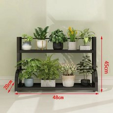 鐵藝花架 陽臺置物架 多層 省空間, 黑色二層48cm長, 黑色, 二層