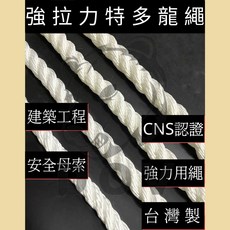 多夫【Dov Strap】強拉力特多龍繩 一尺30CM 安全母索 MIT CNS認證 安全繩 繩索 高空作業, 10MM 【一尺30CM】