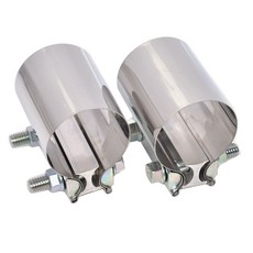 엘리페센터 2인치 배기 클램프 랩 조인트 버트 T304 스테인리스 스틸 밴드 고급 볼트(2개), 2 inch