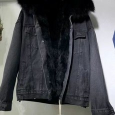 기모 데님 청자켓 대형 양털 오버핏 보온 아우터 루즈핏 빅사이즈
