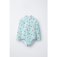 국내배송 자라 ZARA 1-6세스트라이프 딸기 스윔수트 - 초록 970357