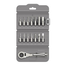 Ready GO 迷你棘輪單車工具組 棘輪扳手螺絲起子 附收納盒 14合一, 1個, 迷霧黑