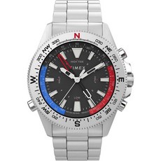 Timex 남성용 익스페디션 North Tide-Temp-Compass 43mm 시계 그린/내추럴/IP 블랙 브러시/비즈 블라스트, 스테인리스 스틸/블랙/스테인리스 스틸