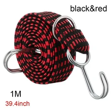 자동차 고정 스트랩 후크 신축성 고무 로프 캐리어 루프랙, 1개, black red-1M