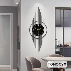 75CM오리지널 크리스탈 장식 라이트 럭셔 아트 벽시계 메탈 방사형 브랜치 프레임 무소음 무브먼트 거실 현관 연회장 장식 모던 럭셔리 유럽풍 인테리어시계 집들이선물 리뉴얼된 디자인, Black