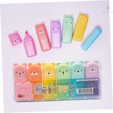 파스텔 곰 캐릭터 형광 마커 펜 세트 학생 문구 필기 노트 교과서 중요 표시, 상세페이지 참조, 상세페이지 참조