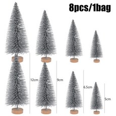 인공 미니어처 크리스마스 트리 눈 풍경 작은 삼나무 소나무 시잘 공예품 테이블탑 장식, 1개, 5. Silver