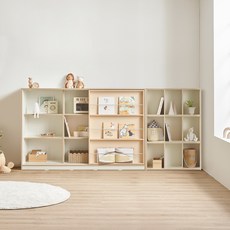 리바트 꼼므 키즈 1800 슬라이딩+칸막이책장, 화이트