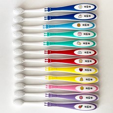 미소덴탈 어린이 네임 치과 칫솔 유아 양치, 1세트, 12개입, 이중 슬림모 귀요미들(7세~11세)