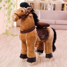 흔들 목마 의자 성인탑승 말타기 흔들말 장난감 카우보이 사이클, 중간 연갈색 Zhuge 말(방석) 15kg