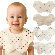 불로홈 요루 6중 거즈 롤링 아기 턱받이 4종 라운드형