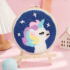 手工DIY戳戳繡材料包 附贈視頻教學, 1個, 【星空獨角獸】送視頻教學,獨角獸戳筆+支架