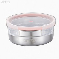 스텐락 퓨어 원형 밀폐용기 5호 700ml 냉장고정리용기 스텐소 위생적인용기 색배임없는용기, 1개