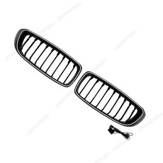 BMW 4 시리즈 F32 F33 F36 2014-2020 블랙 키트 프론트 범퍼 그릴 LED 라이트 싱글 더블 라인 레이싱 튜닝 호환, Single Line