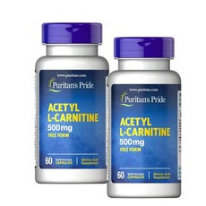 퓨리탄스프라이드 아세틸 엘카르니틴 500mg 캡슐 Puritans Pride Acetyl L-Carnitine, 2개, 60정