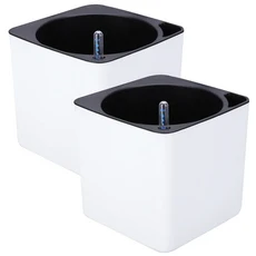 2Pcs 자동 물 흡수 꽃 냄비 데스크탑 화분 플라스틱 용기 정원 홀더, 02 White13X14CM