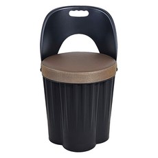 천하퍼니처 국내생산 등받이 일체형 수납 원통의자 블랙, 블랙/브라운, 1개