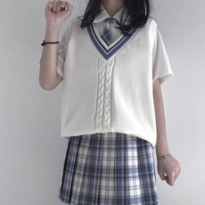 (대여)남녀공용 화이트 차콜라인 교복조끼 교복 학생