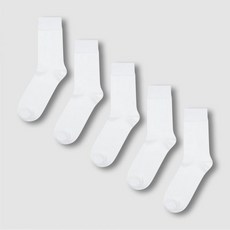 [JAJU] 자주 남 코튼 중목 양말 5족_화이트