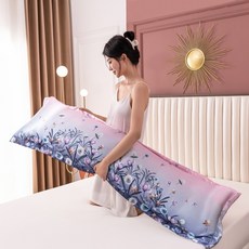 加長雙人枕套 - 2023新款卡通白白熊印花學生枕套 水洗冰絲夏季情侶枕頭套 加粗冰絲清涼透氣, 圖8,48X120cm