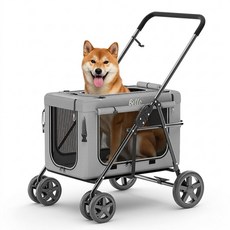 파파스 강아지 유모차 개모차 대형견 중형견 고양이 펫 트레일러, 중대형견유모차(그레이), 1개