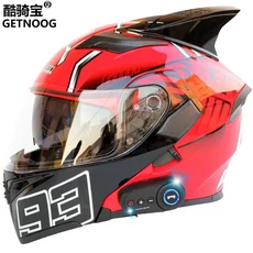 Jiekai 오토바이 풀 헬멧 듀얼 렌즈 블루투스 모토 크로스 안전 DOT 인증 Casco Moto, 04 XXL, 09 A10