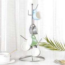 원기화 304 스테인리스강 머그트리 컵걸이 컵정리대, 1개, 실버