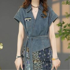 Yellwel레이어드 데님 원피스 여성 여름 DJP