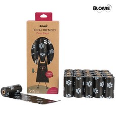8LOME 강아지 풉백 친환경 생분해 배변봉투 똥봉투 315매, 1박스, 315개입, 블랙발자국