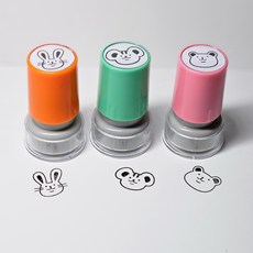 다꾸용 동글동글 귀여운 동물 만년도장, 1세트, 파랑