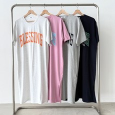 면100 블레스 반팔 h라인롱원피스 여성 여름 오버핏롱원피스 무릎기장 홈웨어 데일리 임산부