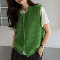 시크폭스 레니크 와플 니트 집업 베스트_53KN735 378016