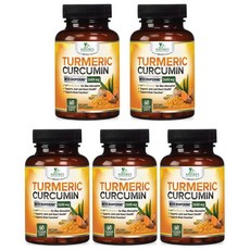 Nature's Nutrition 네이처스 뉴트리션 강황 커큐민 2600mg 60정, 5개