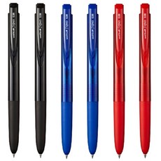 유니볼 시그노 노크식 RT1 중성펜 0.38mm UMN-155N-38, 1세트, 혼합6개(흑2청2적2녹0)