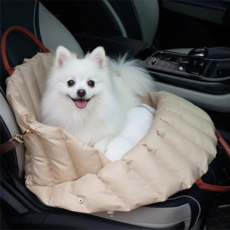 [쁘띠엘라] 개편한 강아지 이동가방 카시트 방석 3 in 1, 1개, 라이트베이지