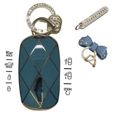 루루형제 제네시스 자동차 호환 TPU 키케이스+번호키링+가죽리본, 스카이그레이, AG-04
