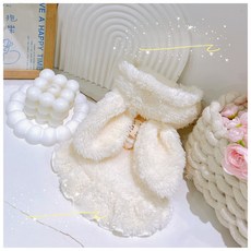 小狗狗冬天衣服加厚雙層絨可愛兔耳朵連帽棉衣寵物棉衣狗狗保暖衣小體約克夏馬爾濟斯2EWZ, 米白色,S, 1個