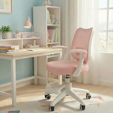 체블스 바른자세 의자 중력잠금 발받침 중학생 메쉬, 핑크(Pink)