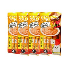 이나바 차오 츄르 고양이 간식, 혼합맛(가다랑어/가츠오부시), 56g, 4개