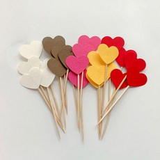 치즈무드 하트 토퍼 세트 30P 케이크토퍼 생일토퍼 파티용품 케이크픽 케이크데코, 1세트, 브라운