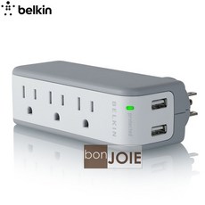 Belkin 貝爾金 迷你突波保護器 附USB充電器, 1個, 輕微盒損-全新未用