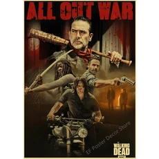워킹 데드 포스터 Rick Grimes/Daryl Dixon 인쇄 공포 TV 쇼 빈티지 홈 룸 아트 벽 장식 복고풍 그림, 02 A4, 11 41